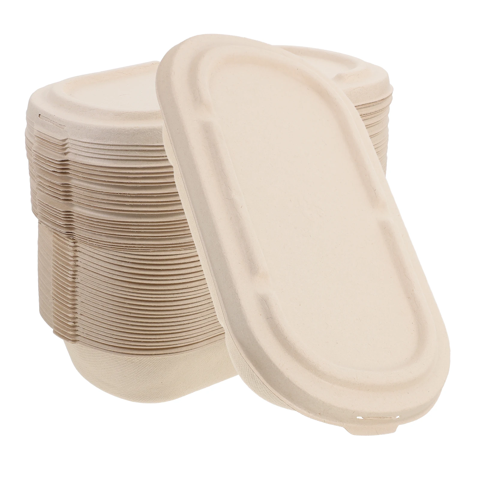 

25 set 25 Sets Disposable Pulp Boxes 850ml Double Compartments Takeout Containers Lids Salads Sushi Food Packaging Box