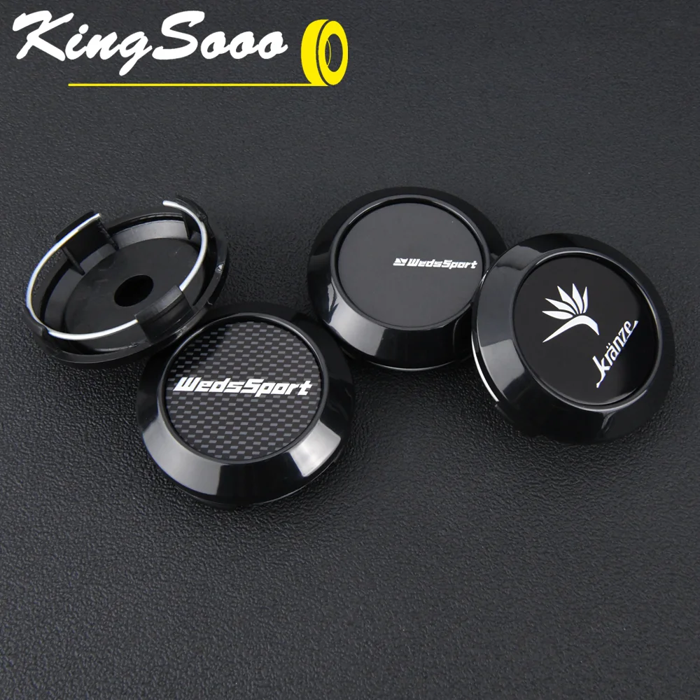 4PCS JDM Sport Wheel Cap Clip 60mm KRANZE Emblem Wedssport Wheel Center Caps Rim Cover Hub Cap WEDS SA90 17\