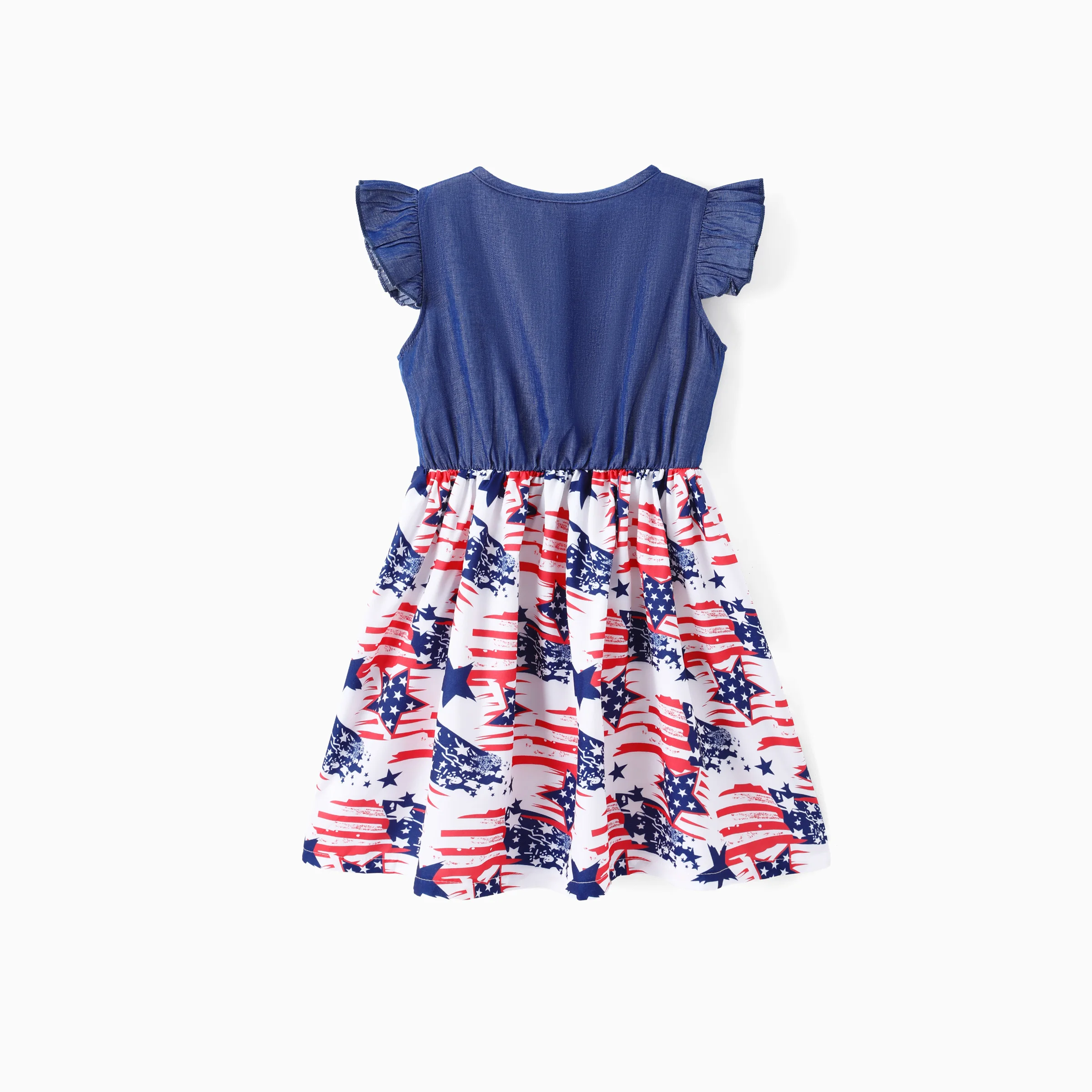 PatPat Kid Girl Independence Day Ruffled Flutter-sleeve Dress