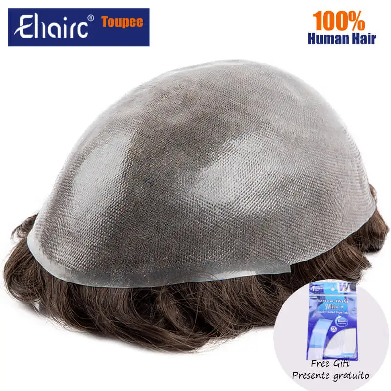 Male Hair Prosthesis 0.08mm Knotted Skin Man Wig 6\