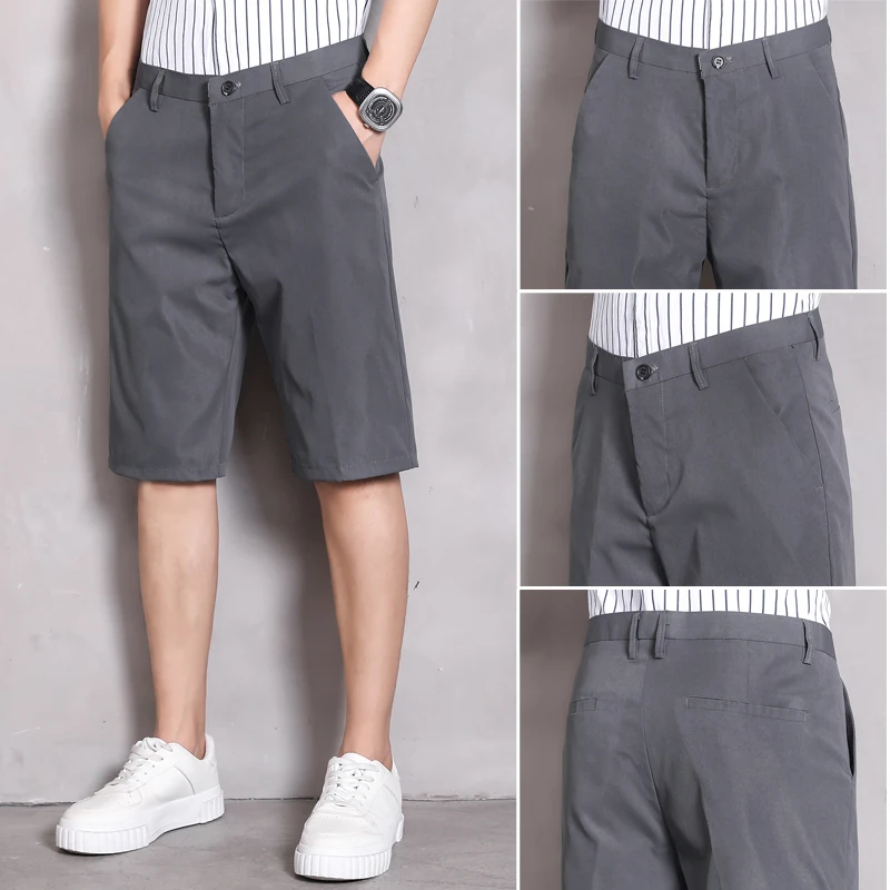 Summer Solid Shorts Male Casual Business Social Men Shorts Hombre Shorts