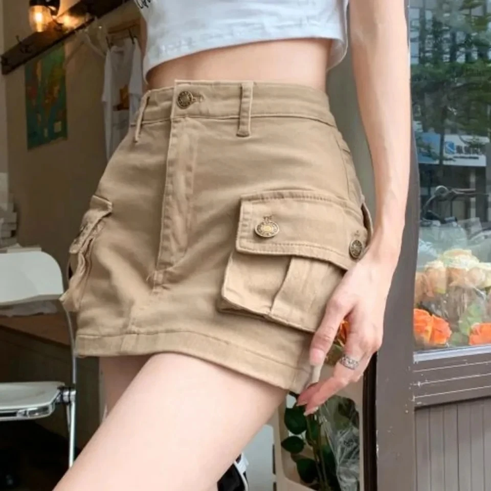Work Dress, Female Spicy Girl, Anti Glare Denim, Slimming Retro Half Skirt, High Waisted A-line Summer New Style
