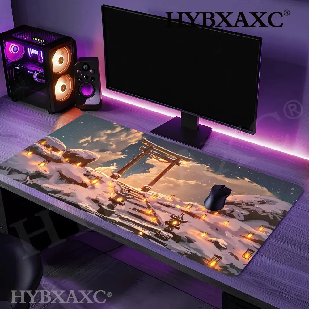

HYBXAXC Japanese Torii Gate Snow Mouse Pad, Anime Shrine Desk Mat, Large Non-Slip Gaming Mousepad for Home Office