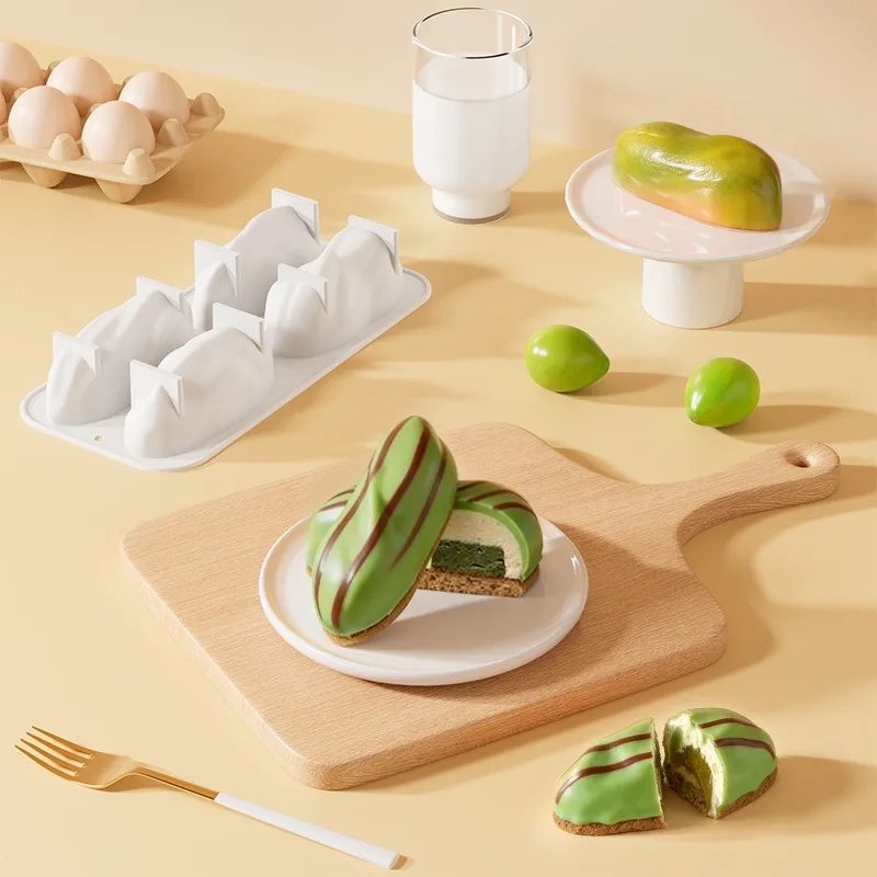 4-Cell Silicone Chocolate Mold Pistachios Design Mousse Cake Mould Party Dessert Baking Tools Food Grade Kitchen Bakeware