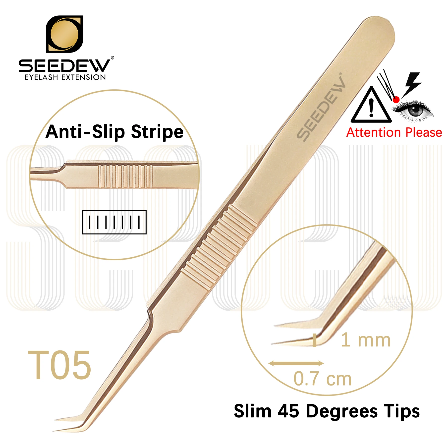 SEEDEW Versatile Stainless Steel Tweezers High Precision False Eyelashes Tweezers Make Up Tools