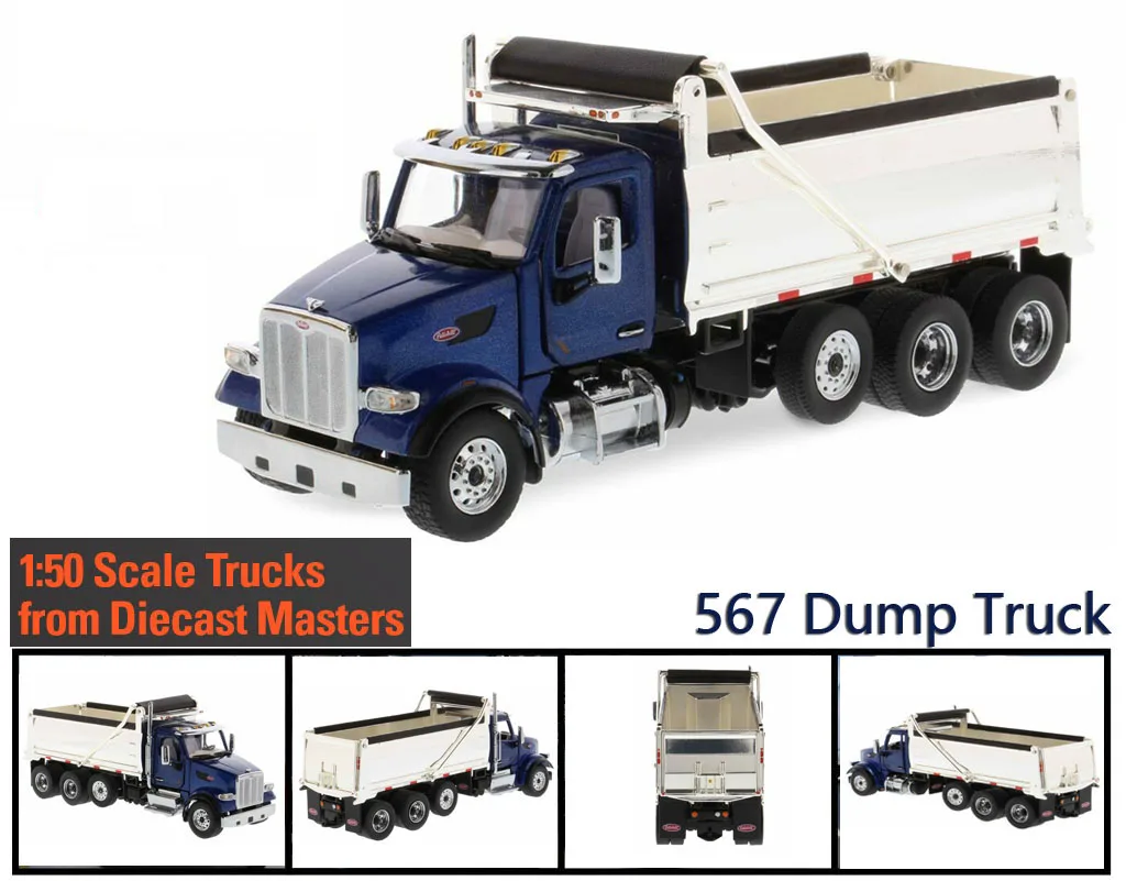 New DM 1/50 Scale PetTerBbilt 567 Dump Truck Chorme by Diecast Masters Metal for collection 71073