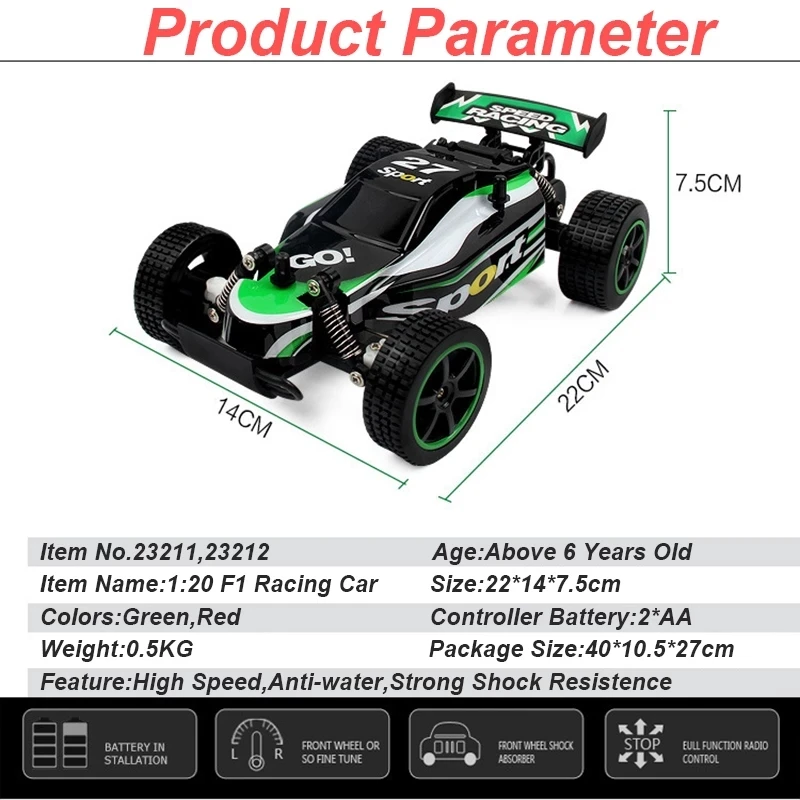 Auto telecomandata Drift 20 km/h RC Racing Car auto fuoristrada ad alta velocità RC per regali per bambini 1:20 RC Car