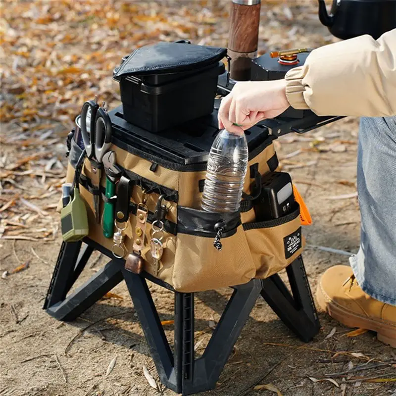 ISE MOUNT كرسي بلا ظهر قابل للطي غطاء مقعد أكسفورد القماش الغطاء الواقي المحمولة التوسع غطاء أداة محمولة حقيبة-AA85