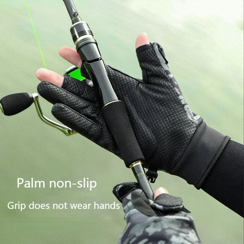 Guanti da pesca con esca invernale calore guanti da pesca senza dita tagliati a 3 dita antiscivolo impermeabile ciclismo equitazione Sport all\'aria