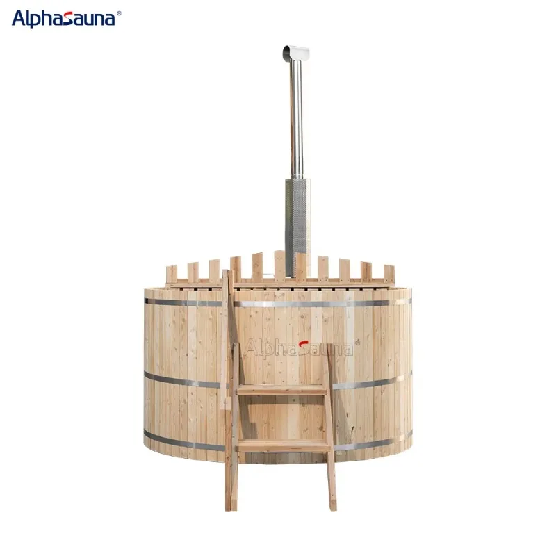 Manufacturer Direct Sale Modern 3-Person Outdoor Cedar Wood-Fired Hot Tub With Whirlpool Massage 2m Length Acryl Material