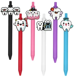 6pcs Nurse Gel Pens, Teeth Design Black Ink, Tooth Fairy Gifts for Office, Work, and Birthday