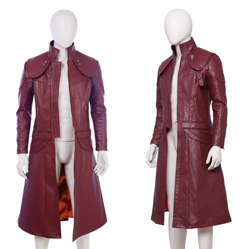 Red Leather Dante Cosplay Costume Man Game DMC Costumes Leather Trench Coat Full Set and Individual Items Are Sold Custom Size - Image 2