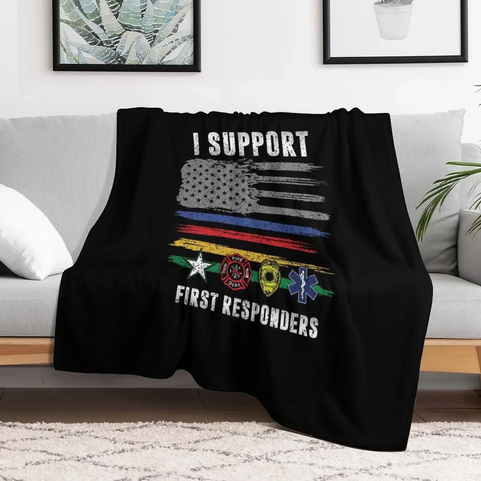 

I support First Responder Throw Blanket Thermal Bed linens Blankets