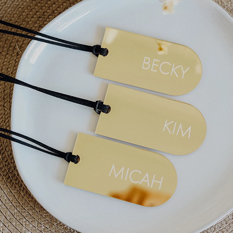 

Arch Acrylic Luggage Tag Wedding Place Card Guest Escort Name Card Gift Tag Reserved Seat Sign Mirror Gold Silver Frosted