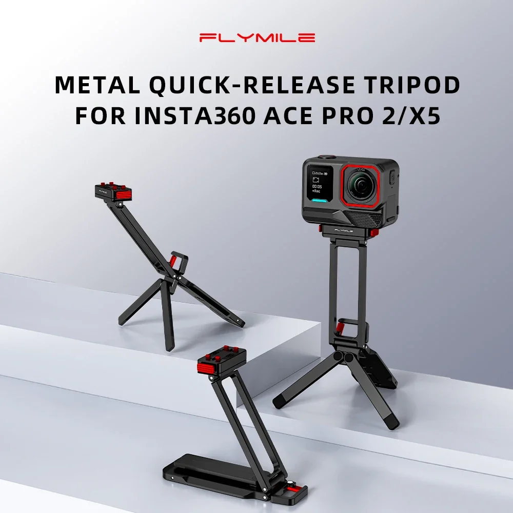 Flymile Magnetisches Metall-Stativ für Insta360 Ace Pro 2/X5 Faltbare Magnetische Halterung Fotografie-Griff für Video Vlgo – Detail 1