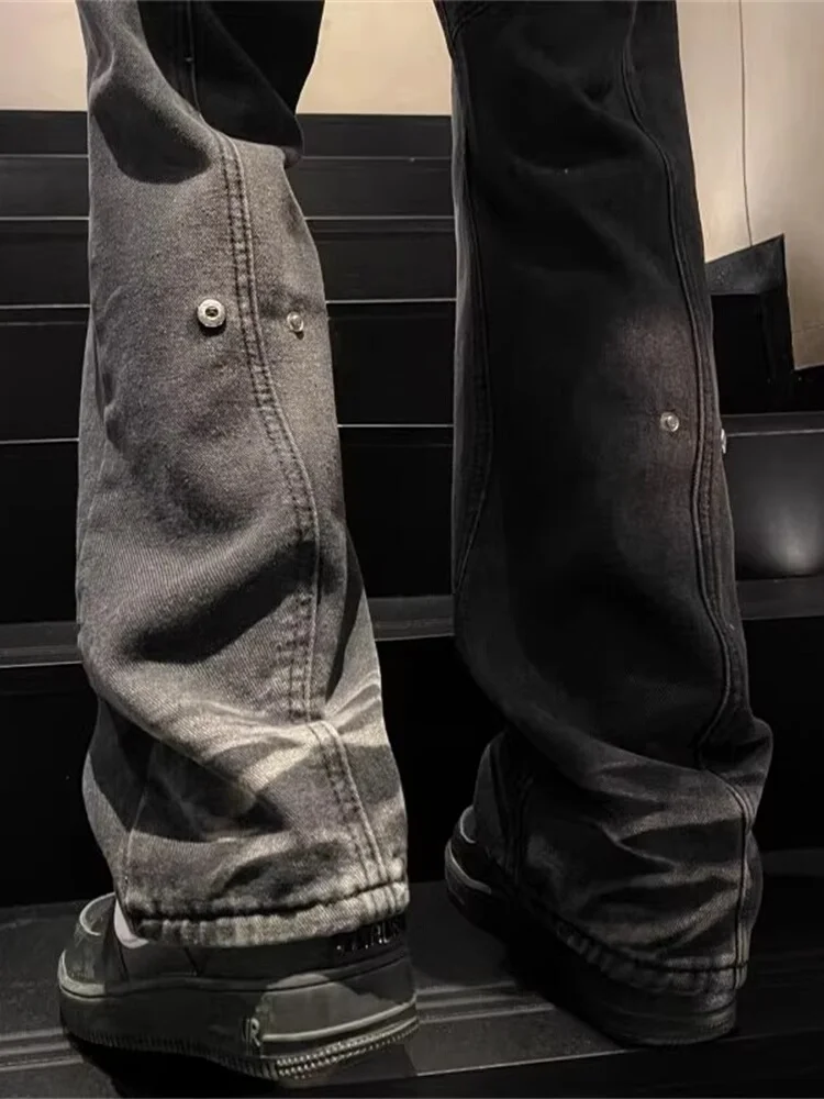 

Мужские джинсы с прямым кроем и декоративными заклепками, в американском стиле High Street, с эффектом стройности, модель Advanced Haome Pants