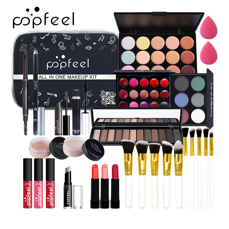 Frauen Make-up Set Lidschatten Concealer Lip gloss Mascara Lippenstift Eyeliner Set Pinsel Make-up Set Kosmetik Schönheit Gesundheit