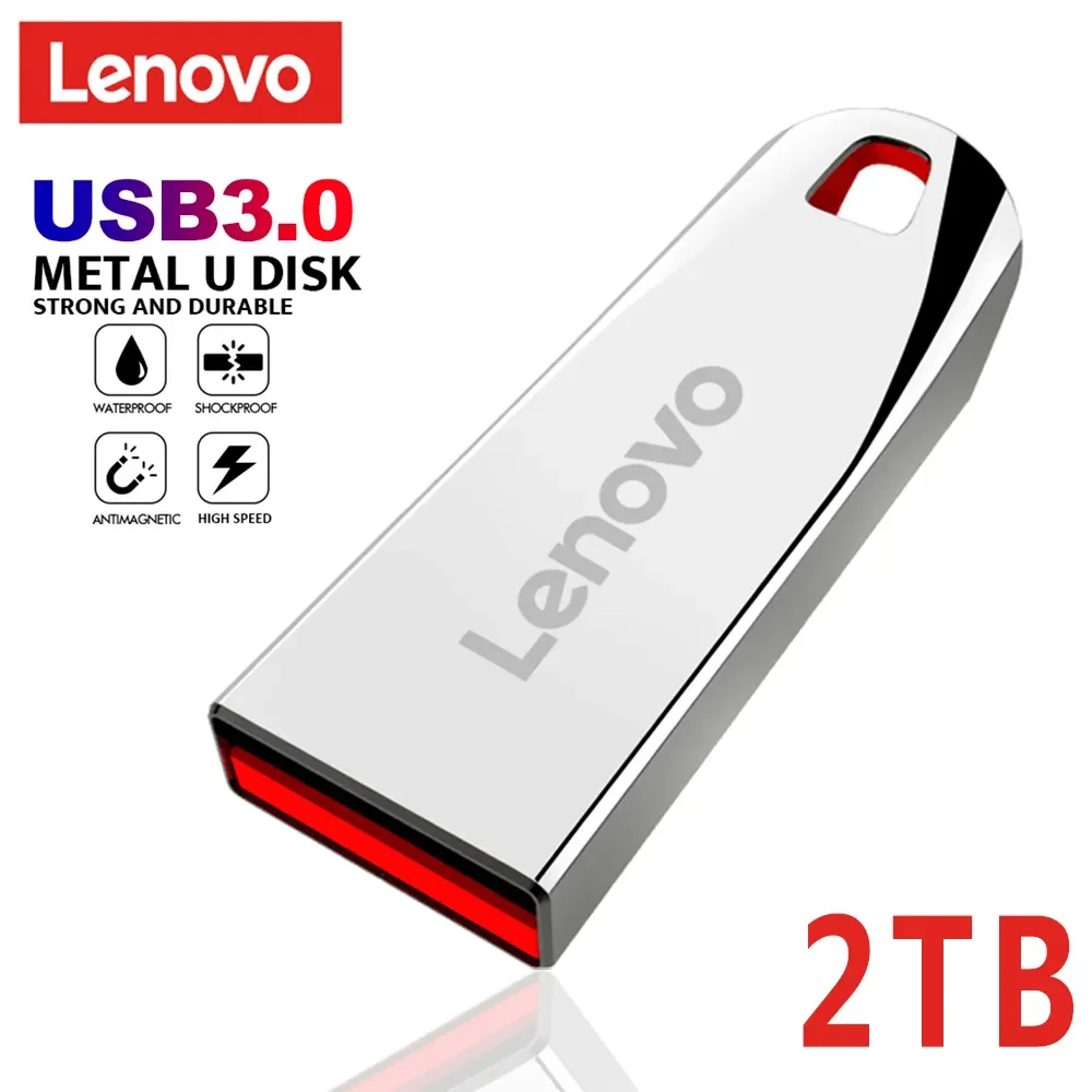 Lenovo-Metal Flash Drives, USB 3.0, Pendrive de alta velocidade, Disco de memória impermeável, Unidade USB portátil, 1TB, 512GB, 256GB, 2TB