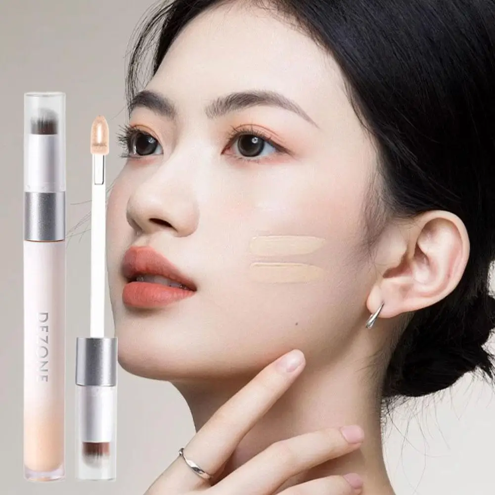 Correttore a doppia testa che copre le cicatrici da acne Borse per gli occhi Cerchi scuri Lacrima Troughs Correttore liquido illuminante Trucco viso