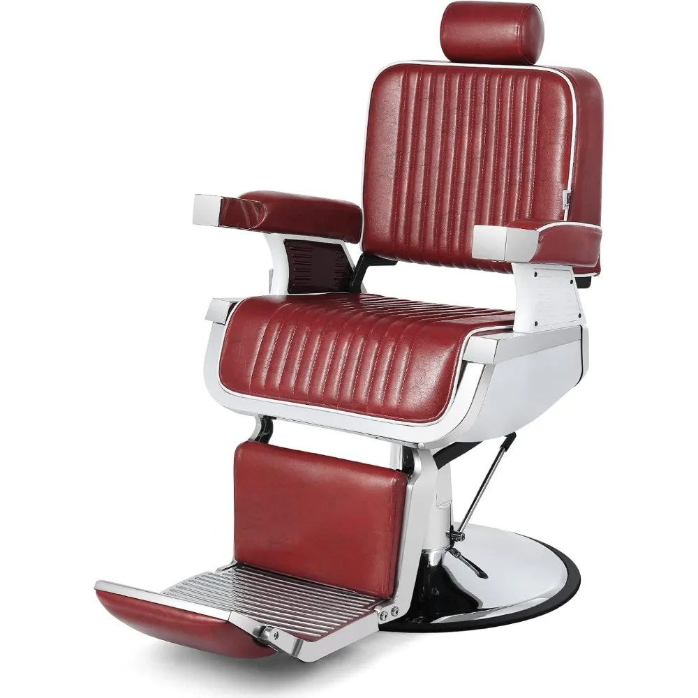 

Heavy Duty Hydraulic Recline Barber Chair Salon Chair Barber Chairs for Hair Stylist Tattoo Chair Barber Salon Equipment (Red)