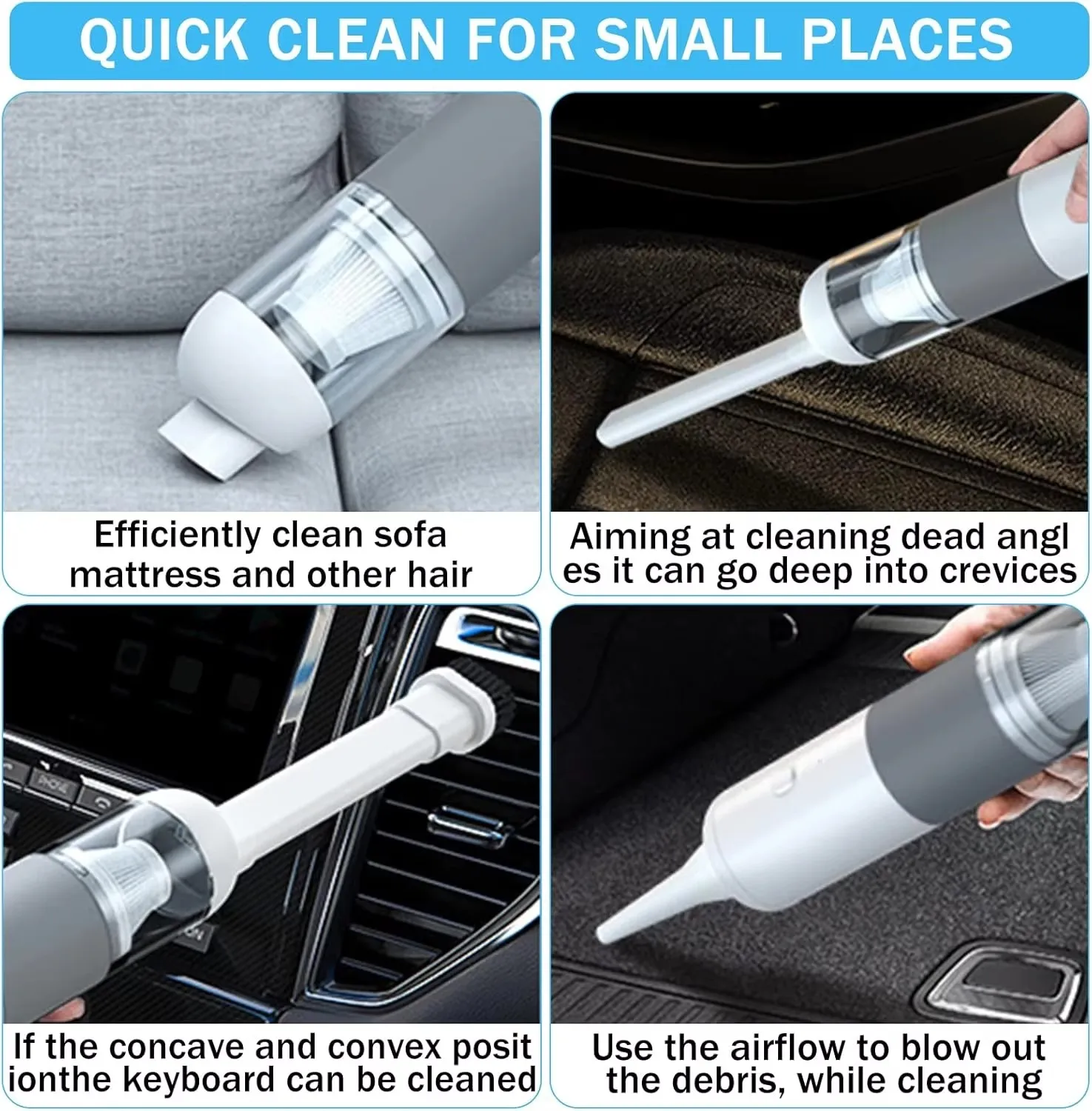 Handheld Vacuum Portable Auto Vacuum Cleaner Mini Wireless Car Vacuum Cleaner Dust Buster Rechargeable for Car Home Office
