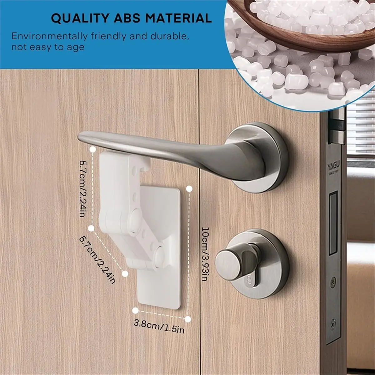 A48U 2 Child Proof Door Lever Lock Baby Proofing Door Locks for Kids Safety Dual-Sided Tape Door Handle Lock Prevent Toddlers