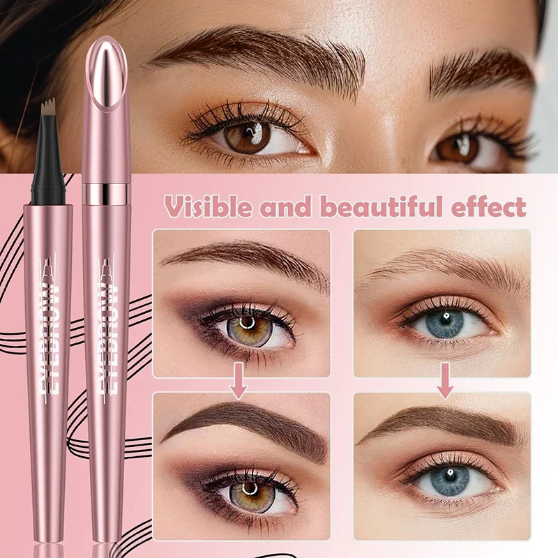 

4 Fork Tip Eyebrow Pencil 3D Microblading Waterproof Dark Brown Natural Makeup Fine Stroke Magic Eyebrow Pencil Women 2024 New