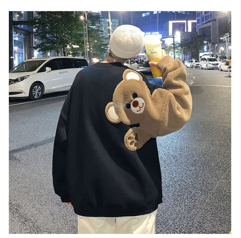 Women Casual SweatshirtsHarajuku Sweatshirts Designed Bear Pattern Streetwear Clothes Men Fashion Clothing Long Sleeve Shirts