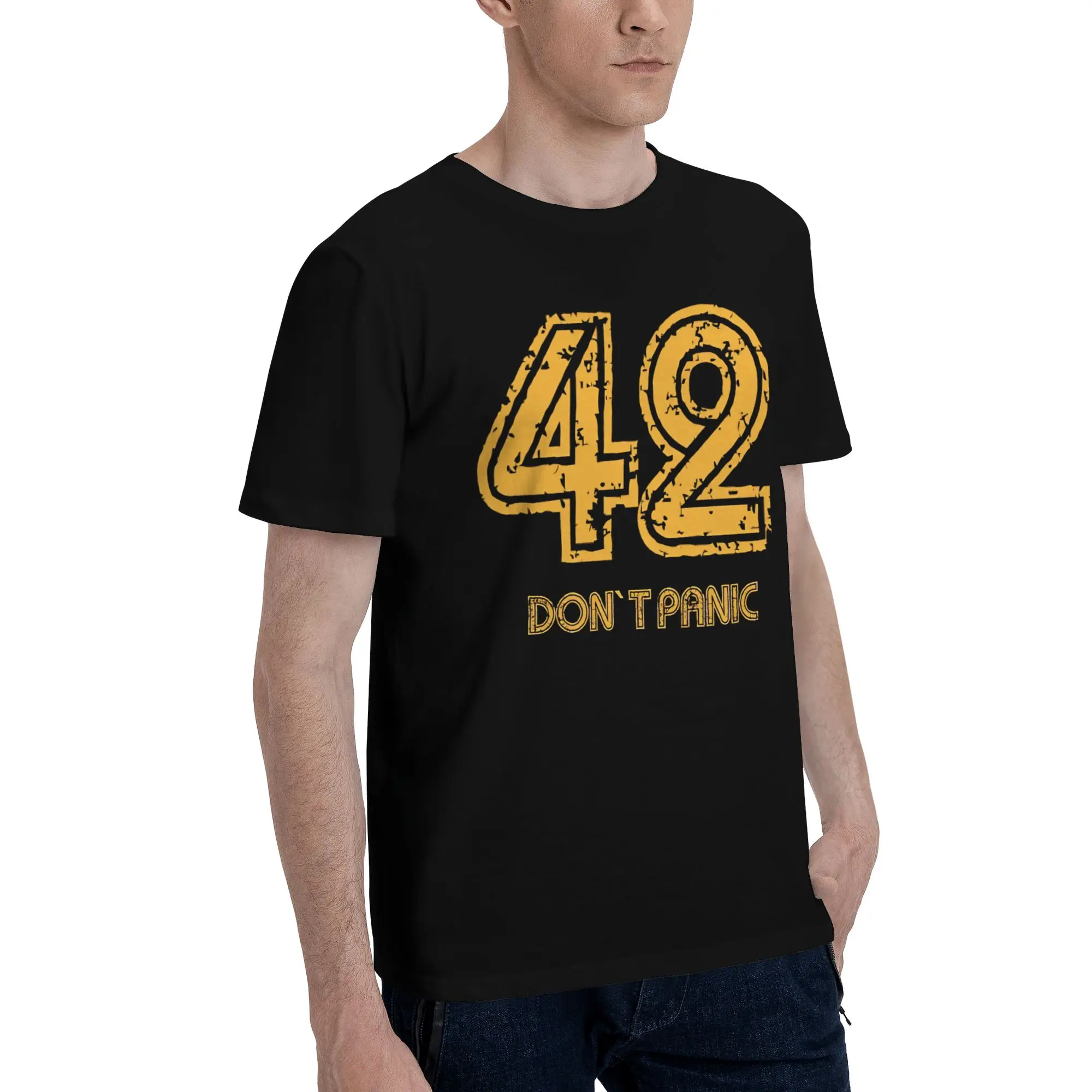Men Women dont panic 42 The Answer To Life Douglas Adams  T Shirt 100% Cotton Graphic Printed T-Shirt  Clothing Outfits