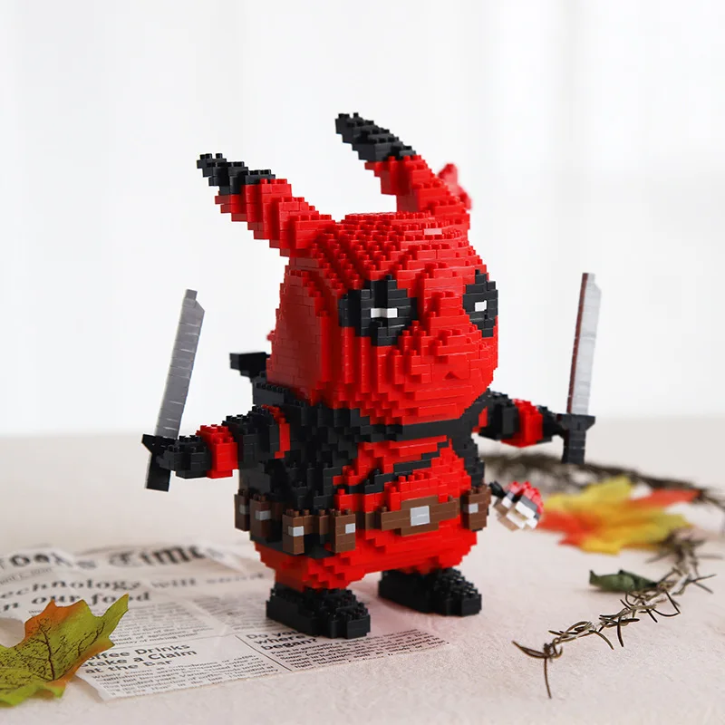 LBOYU Pokemon Mini Building Blocks Detective Pikachu Deadpool Diamond Micro Brick Figures Toys For Kid Birthday Gift