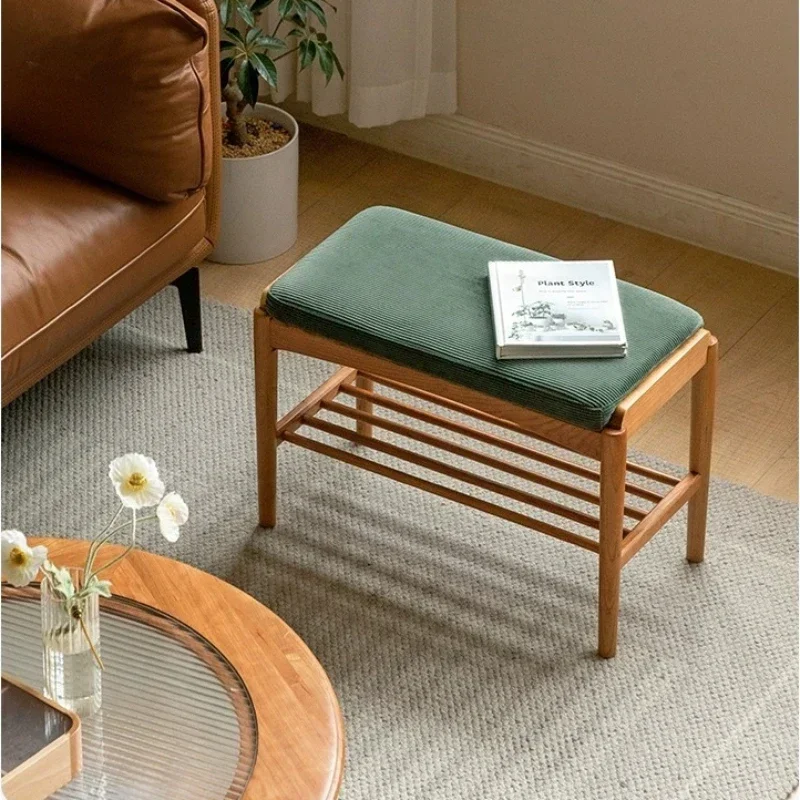 Nordic Beech Double Layer Shoe Stool Comfortable Soft Bag Shoe Cabinet Versatile Hallway Bench for Home Entryway New Arrivals