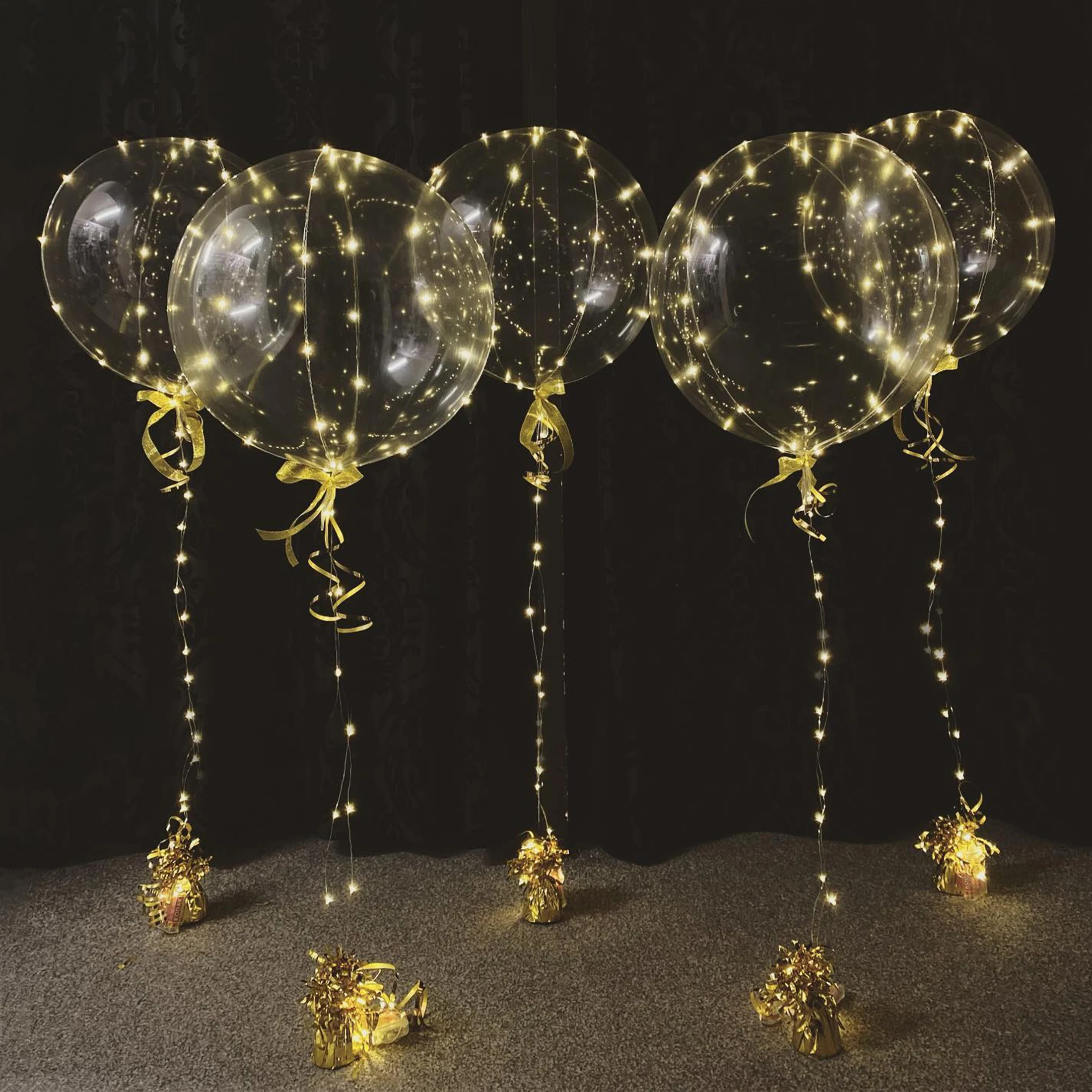 5 transparente Wellenball-LEDs (ohne interne Stromversorgung), Ballon-Set, geeignet für Valentinstag, Weihnachten, Halloween – Detail 5