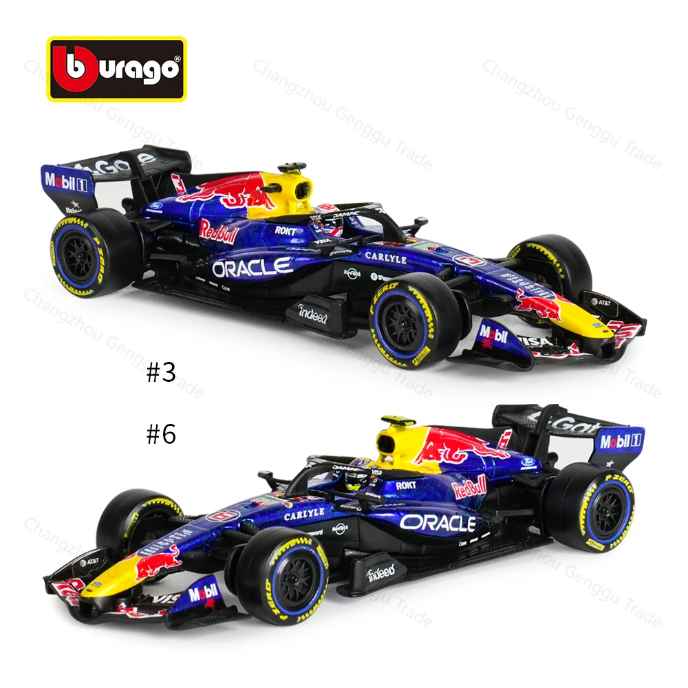 Bburago 1:43, model w pudełku z akrylowym obudową, 2026 RedBull RB22. # 3 # 6 modeli samochodów Formuły 1, odlewane z metalu, kolekcjonerskie zabawki wyścigowe, pudełko akrylowe.