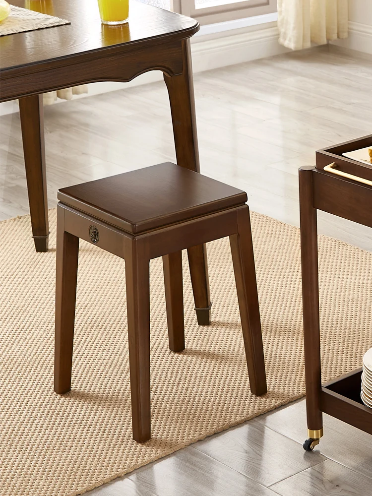 Pure solid wood stools living room home high square stools simple dining table stools can be superimposed with creative