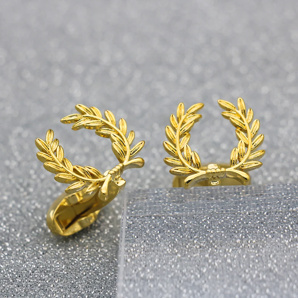 

New Arrival Creative Novelty Design Gold Wheat Ear Cuff link Quality Brass Material Men's Jewelry High Quality Holiday Gifts