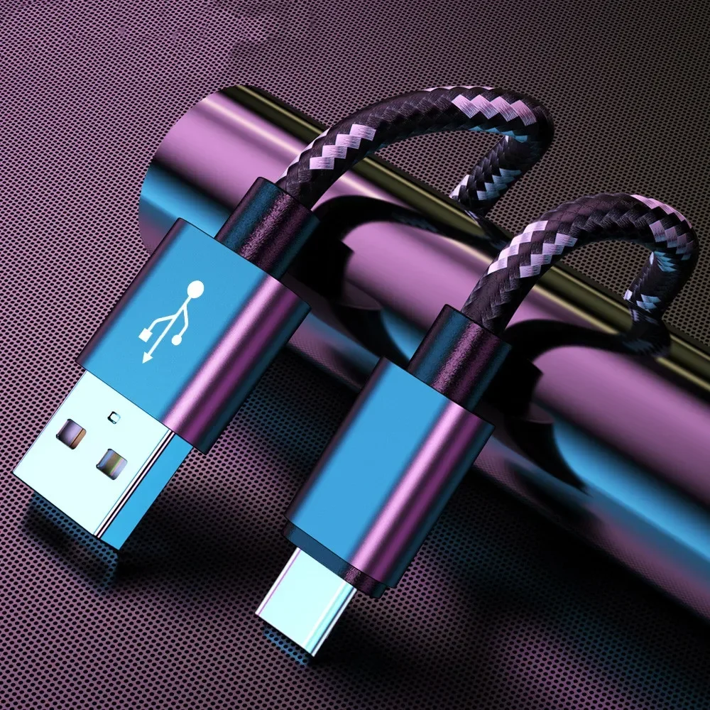 USB A to Type C Charging Cable 2A Micro USB Fast Charger Nylon Data Cable For Iphone Android Samsung TypeC Charging Device