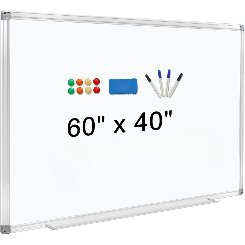 

Dry Erase Board for Wall 60"x40" Aluminum Presentation Magnetic Whiteboard with Long Pen Tray