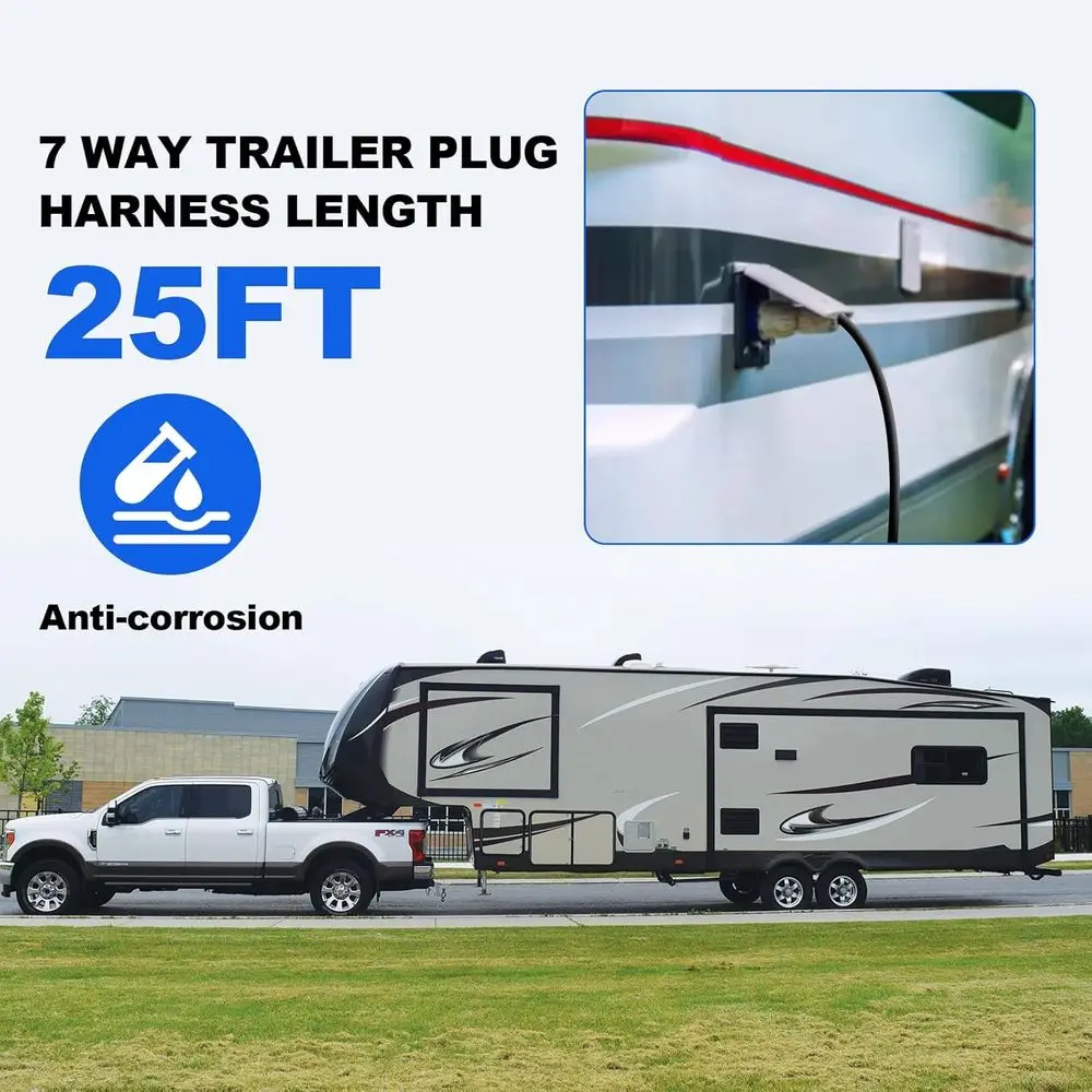 25 قدم 7 دبوس مقطورة التوصيل 10-14AWG 7 طريقة مقطورة التوصيل النحاس 7 دبوس مقطورة الأسلاك تسخير الثقيلة 7 سلك مقطورة الأسلاك تسخير