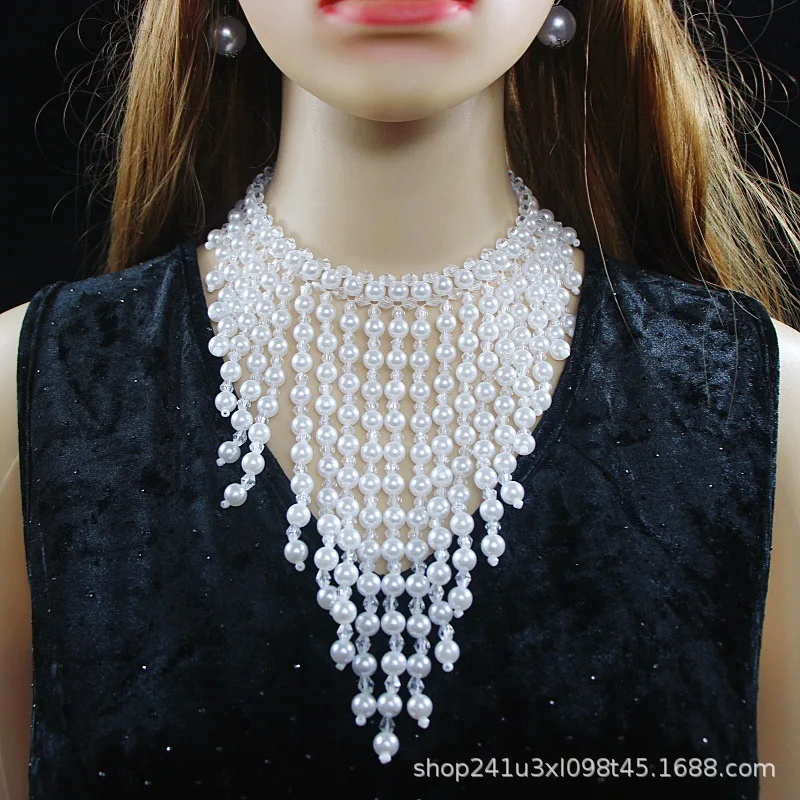 

Elegant White Imitation Pearl Choker Necklace Big Round Pearl Wedding Necklace for Women Charm Fashion Jewelry