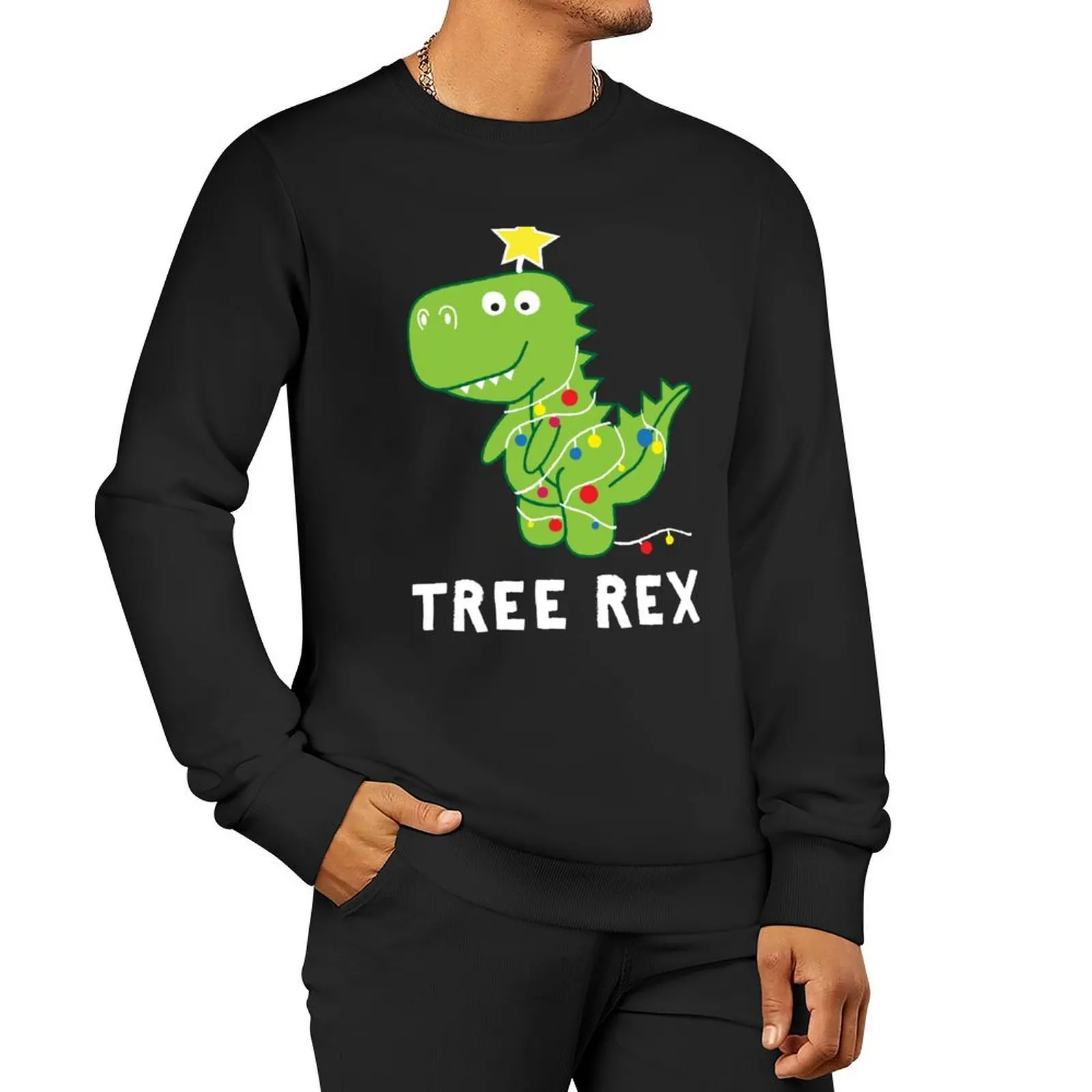 

Funny Christmas Dinosaur Tree Rex Sweatshirt graphic t shirts men autumn clothes sweatshirt male