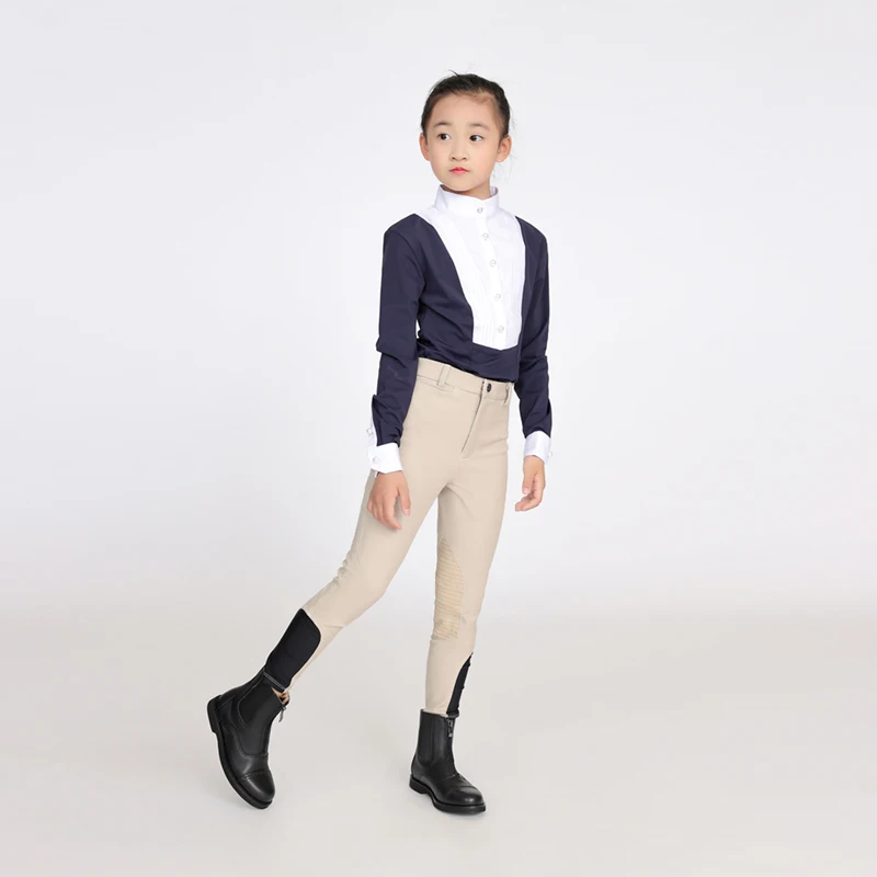 Children Half Silicone Horse Riding Pants Breeches Soft Breathable Four Way ElasticEquestrian pants Unisex Horse Riding