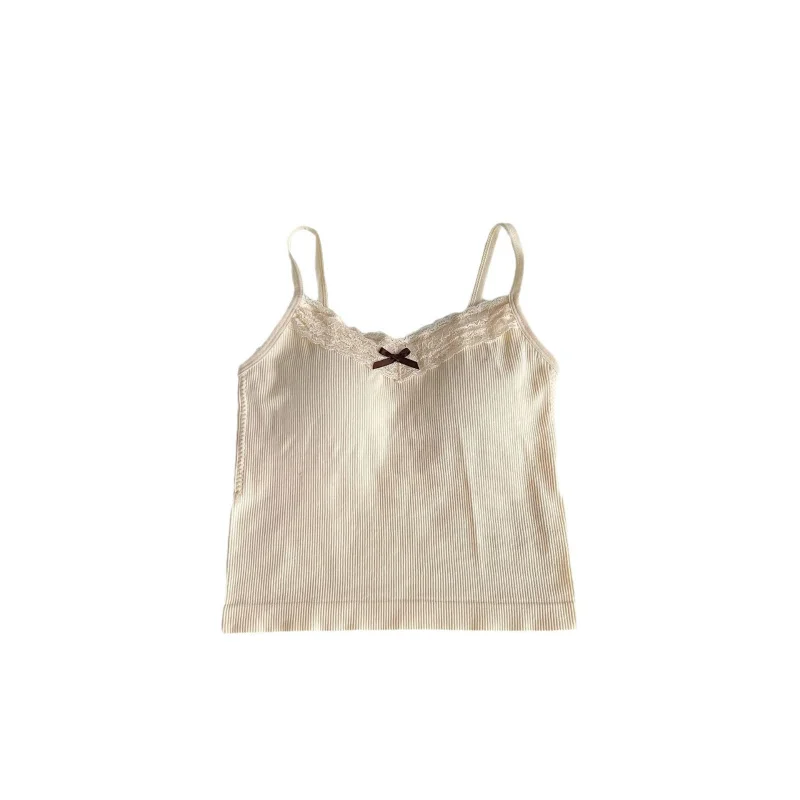 Lace camisole with built-in padded cups for women, suitable for both outerwear and inner wear