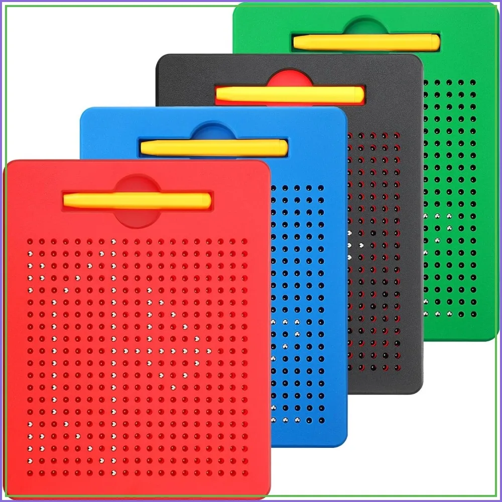 

Magnetic Drawing Board for Travel, 4 Pack Magnet Sketch Thread Board with Stylus Pen and Beads, Quiet Time Activities for Kids, 7x8.5 Inches