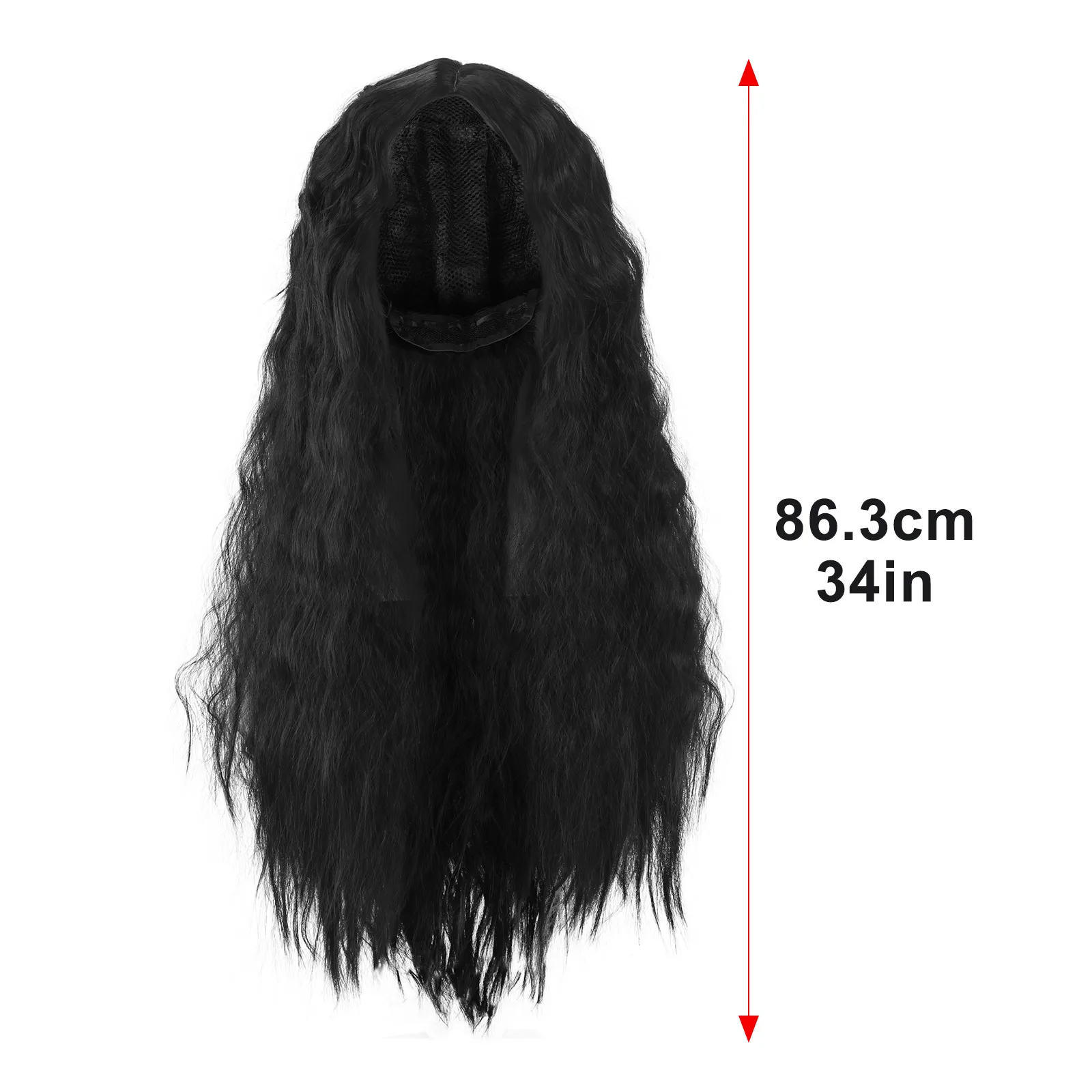 1pc Women'S Wig Headpiece High Temperature Silk Chemical Fiber Wig Black Long Curly Hair Style Cosplay Scene Popular Network