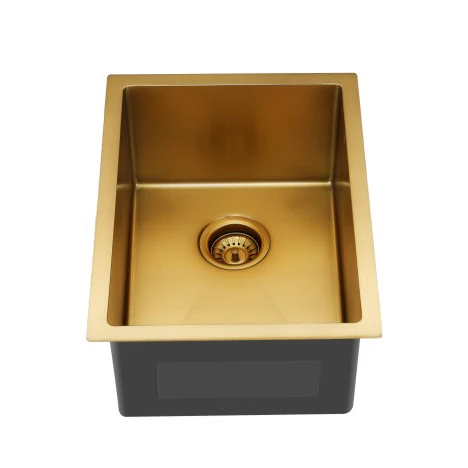 Gold Handmade Under Mount Kitchen Sink Stainless Steel Single Bowl