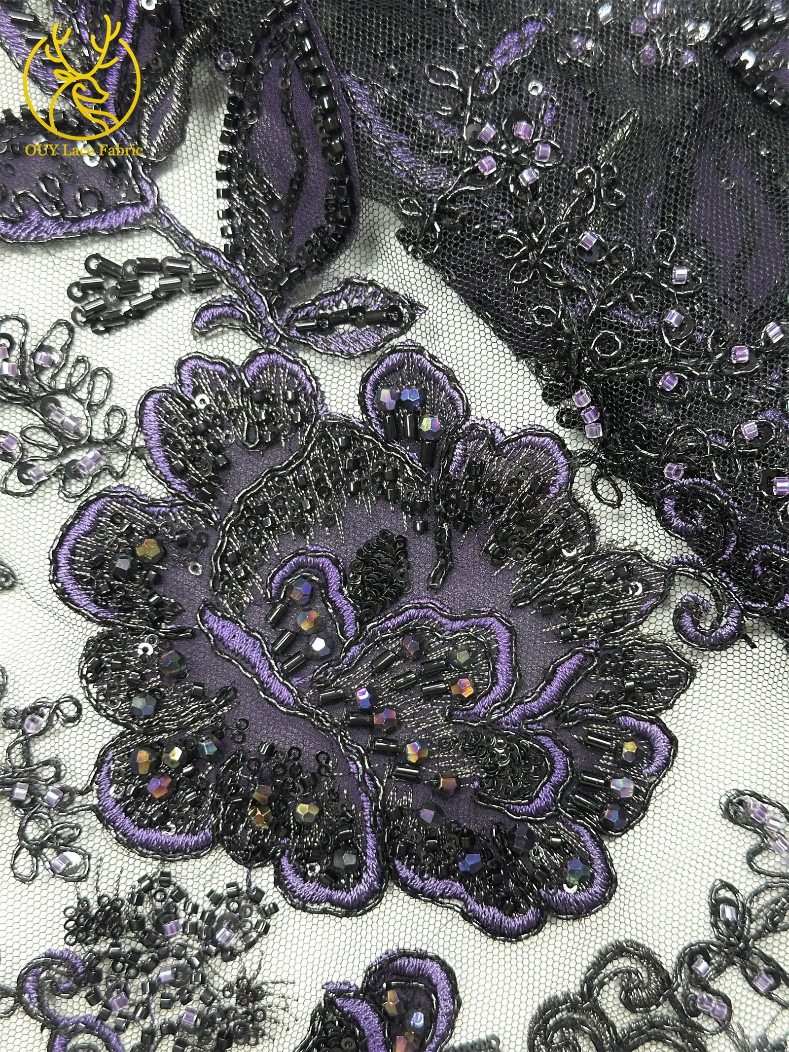 Luxuriöser nigerianischer handgefertigter bestickter Perlen-Spitzenstoff, 5 Yards, französischer Pailletten-Tüll-Spitzenstoff für Partykleider, DIY-Nähen – Detail 24