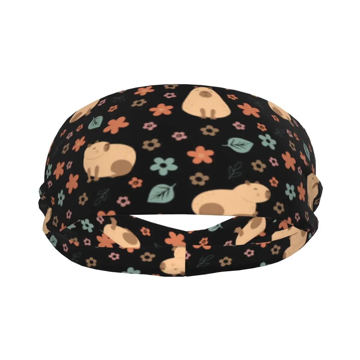 

Sports Headband Capybara With Flowers Running Fitness Sweatband Absorbent Cycling Jog Hair Bandage