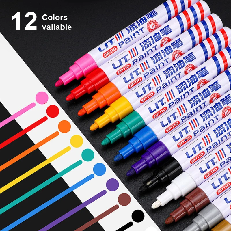 Colorful Permanent Paint Marker Waterproof Markers Tire Tread Rubber Fabric Paint Marker Pens Graffiti Touch Up Paint Pen
