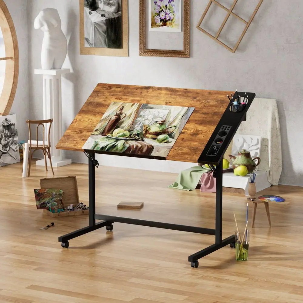 Height Adjustable Drafting Table Drawing Table Artist Desk Tilting Tabletop Art Craft Desk Watercolor Paintings Sketching Work