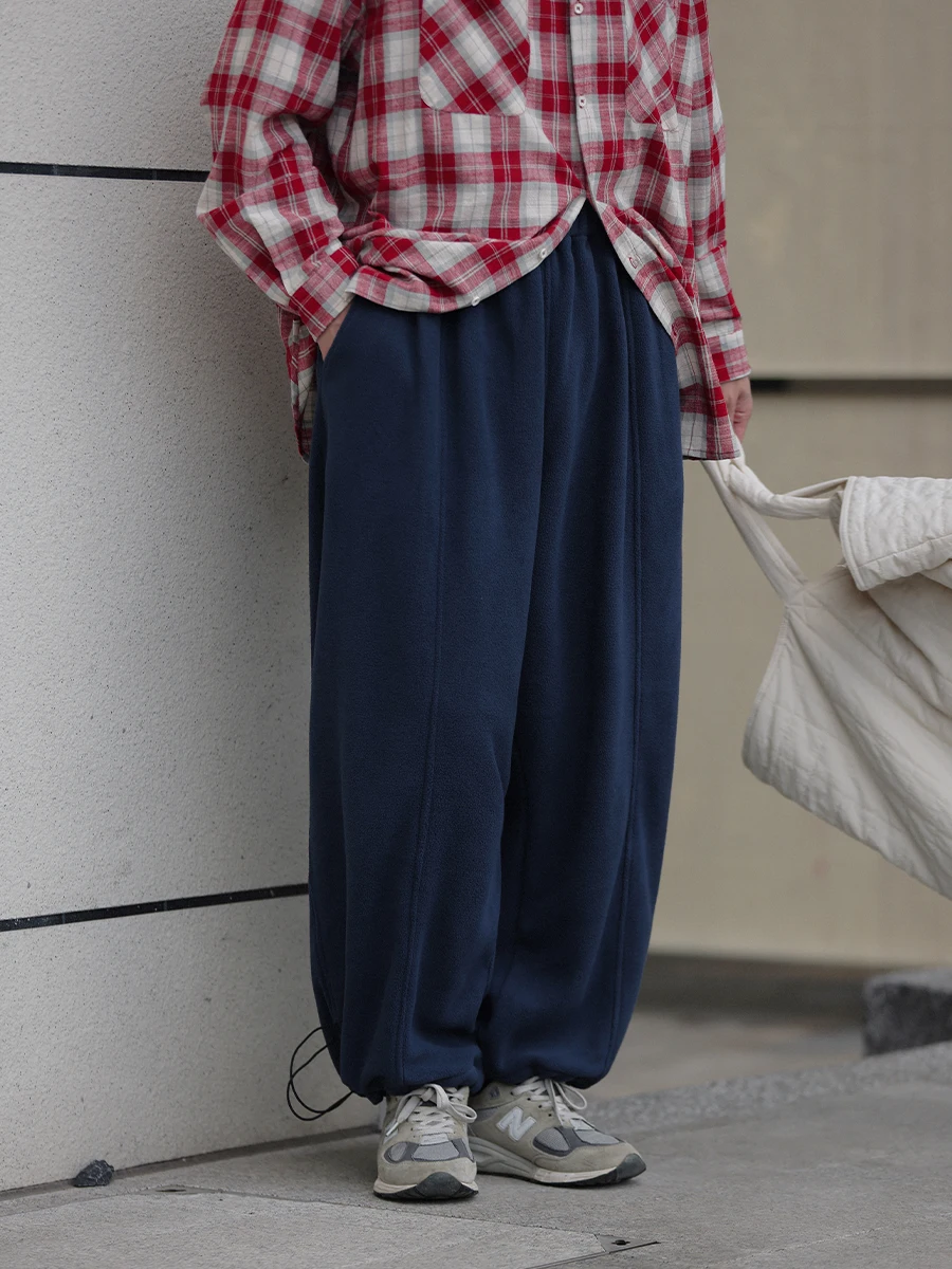 

Брюки Noears осенне-зимние, свободные, прямого кроя, с завязками на талии, повседневные спортивные штаны, ретро-стиль, свободный крой, с манжетами, длинные